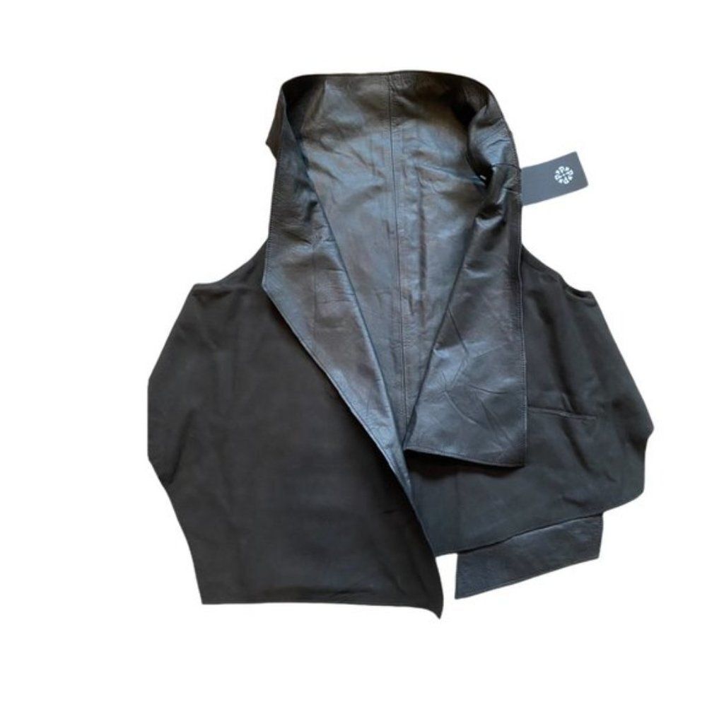 Papucei Women’s Leather Vest Black Asymmetrical OS
